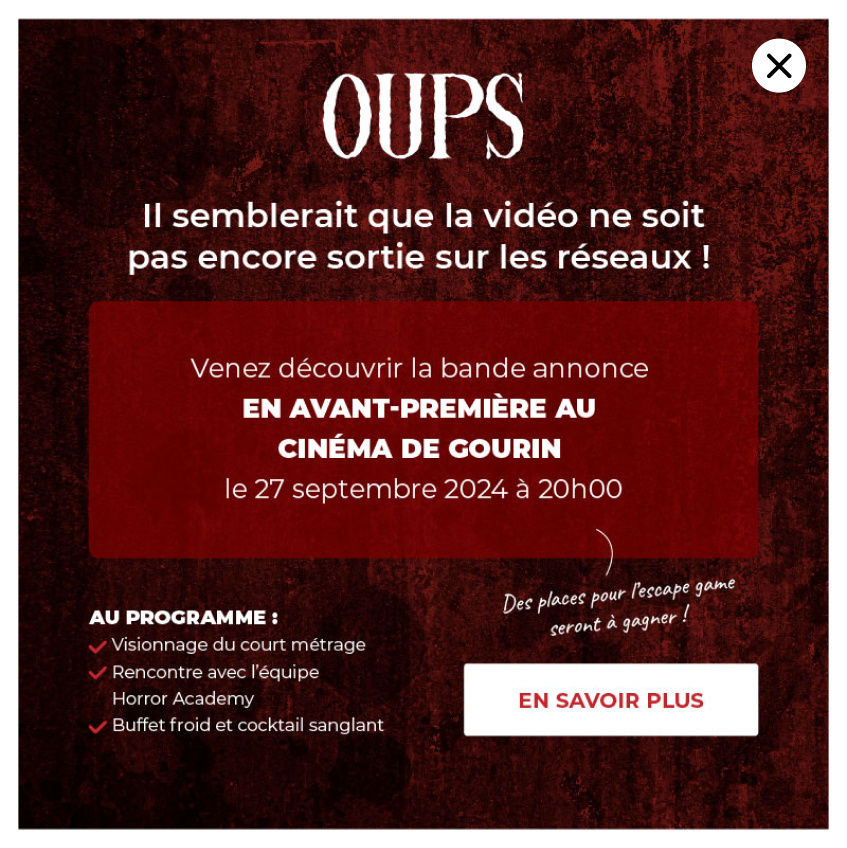 popup bande annonce pas encore sortie sur les réseaux